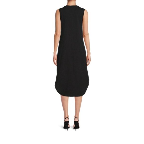 Time and Tru Women's Sleeveless Curve Hem Henley Midi Dress - Picture 3 of 6